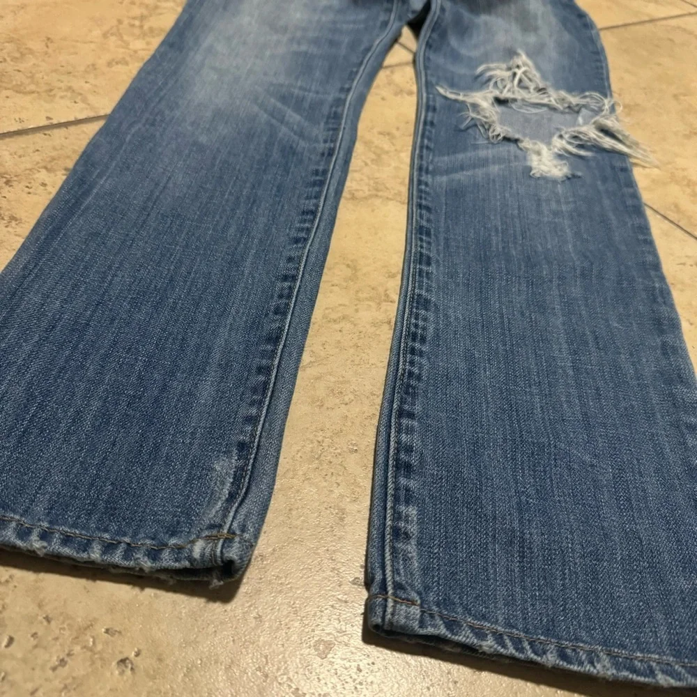 Abercrombie & Fitch Blue Distressed Straight Leg Jeans - Picture 3 of 5